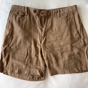 Banana Republic Men’s 30W Tan Khaki Linen Blend Flat Front Summer Shorts